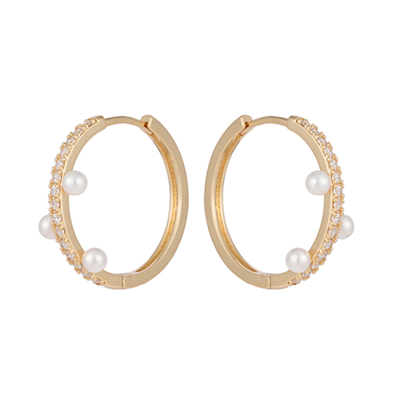 Pearl Zirconia Hop Earrings Wholesale $1.5-2.0