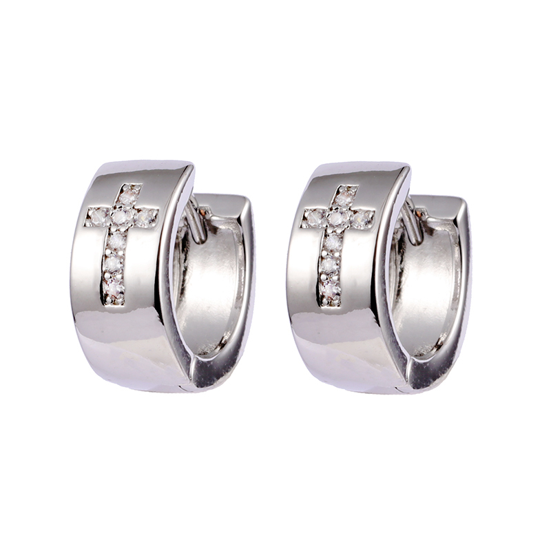 Cross Zirconia Hoop Earrings Wholesale $0.3-0.9