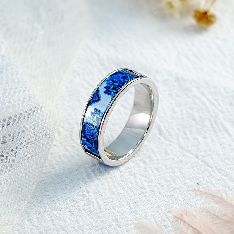 Imitation rhodium blue jewelry ring PET026