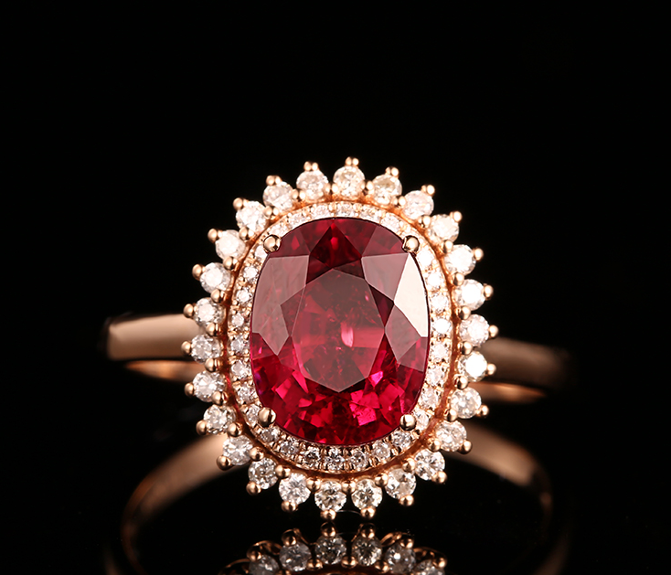 Red Big Gemstone Ring With Inset Drill RTB120