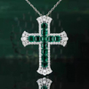 Cross Pendant Necklace With Green Stone NTB039