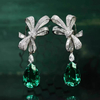 Bowknot Water-drop Emerald Stone Earrings ETB037