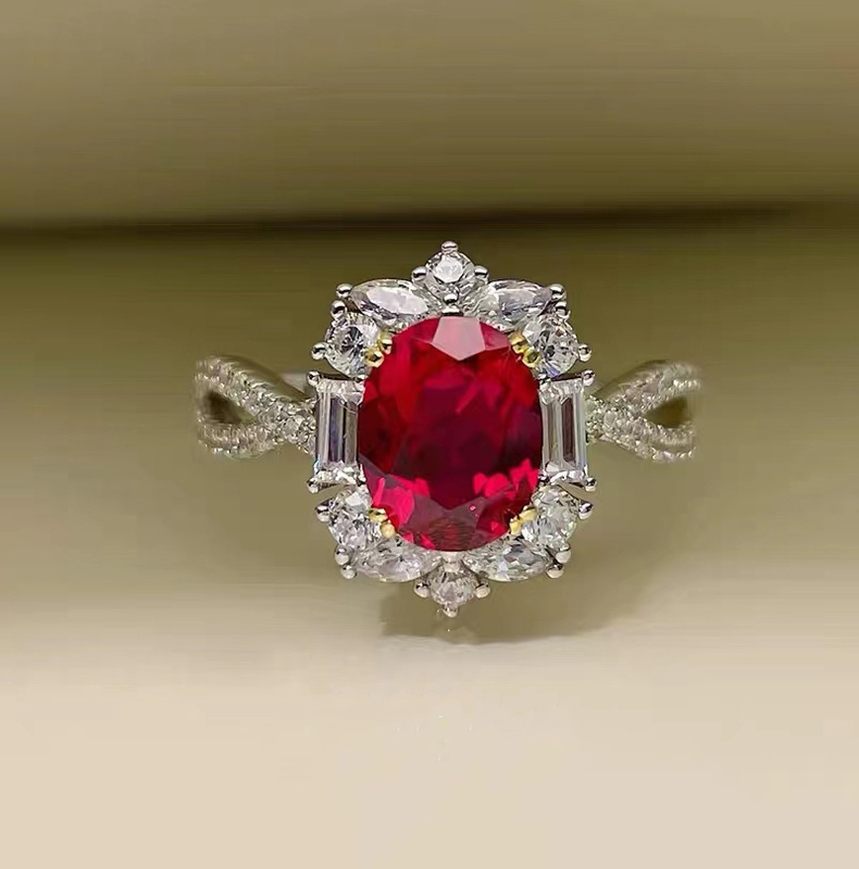 Man-made Red Gemstone Ring RTB014