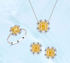 Square Yellow Diamond Jewelry Three Piece Set STB030