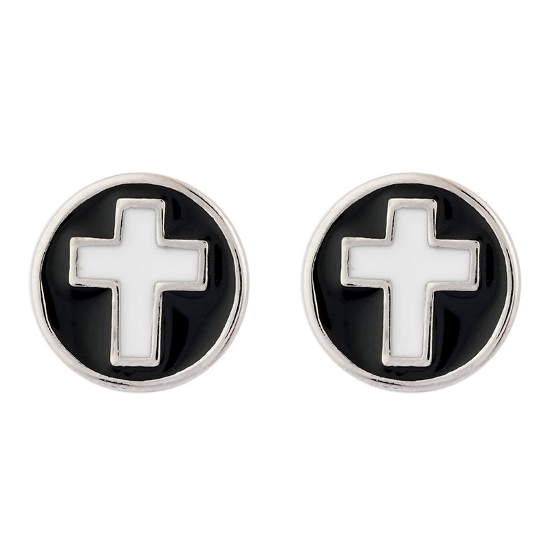 DIY White Cross Studs in stock E0042-1