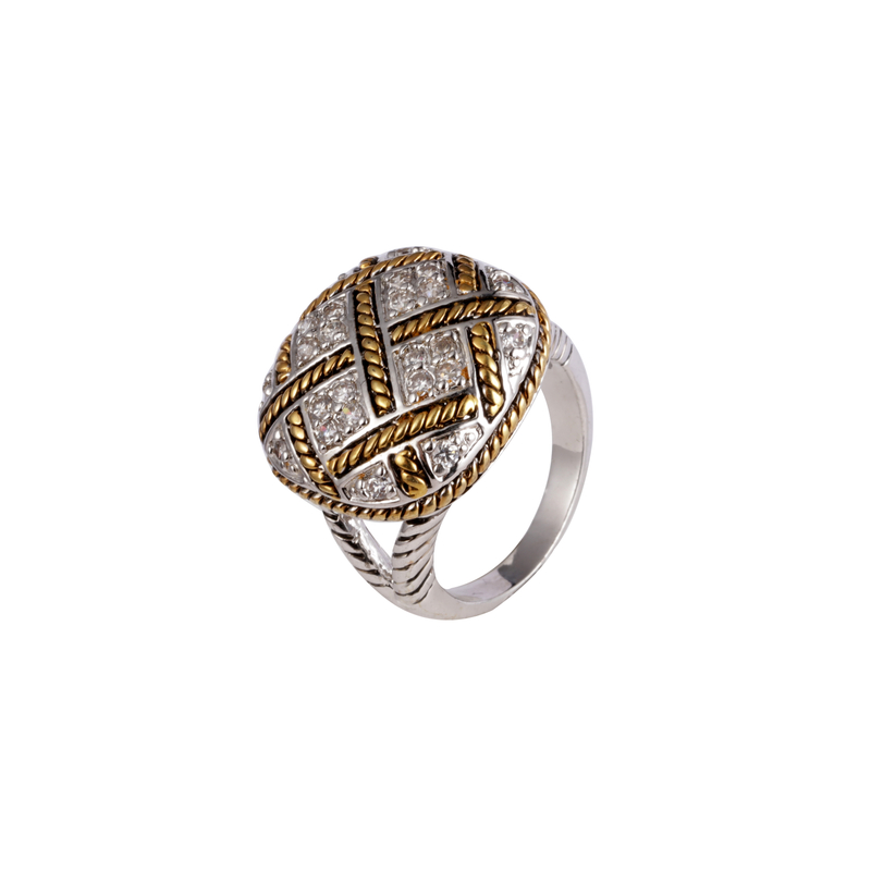 Rhodium And Gold Plated CZ Ring 
