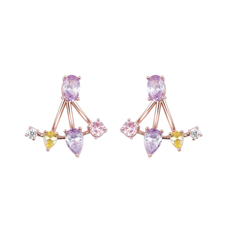 Rose Gold Plated Multicolor Cubic Zircon Earrings