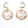 Fashionable Letter Earrings Pearl Decorated 14k Gold Plated 