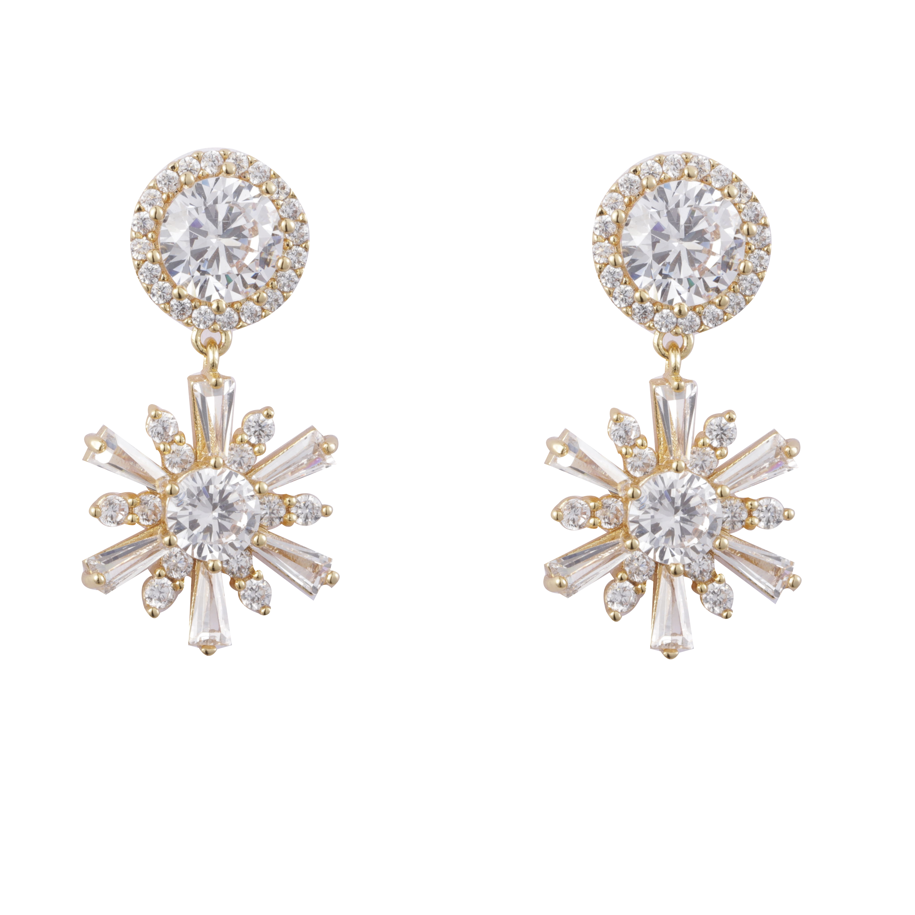 Jewelry Factory Supply 14k Gold Plated Cubic Zirconia Earrings 