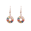 Rainbow Color Pendant Hoop Earrings Cz Decorated 