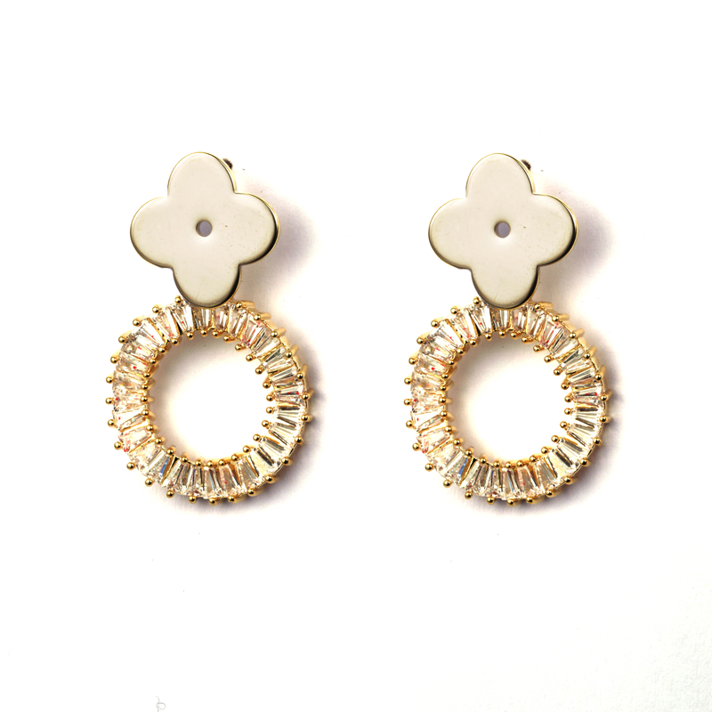 Golden Yellow Cz Hoop Earrings