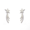 Cubic Zircon Shooting Stars Rhodium Plated Earrings