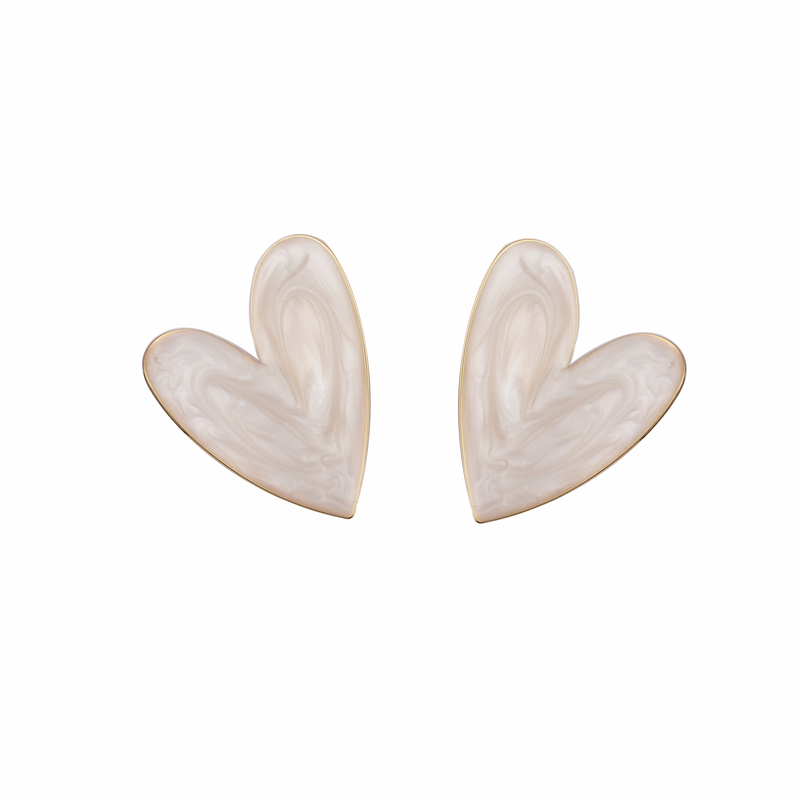 Enamel Heart-shaped Earrings 