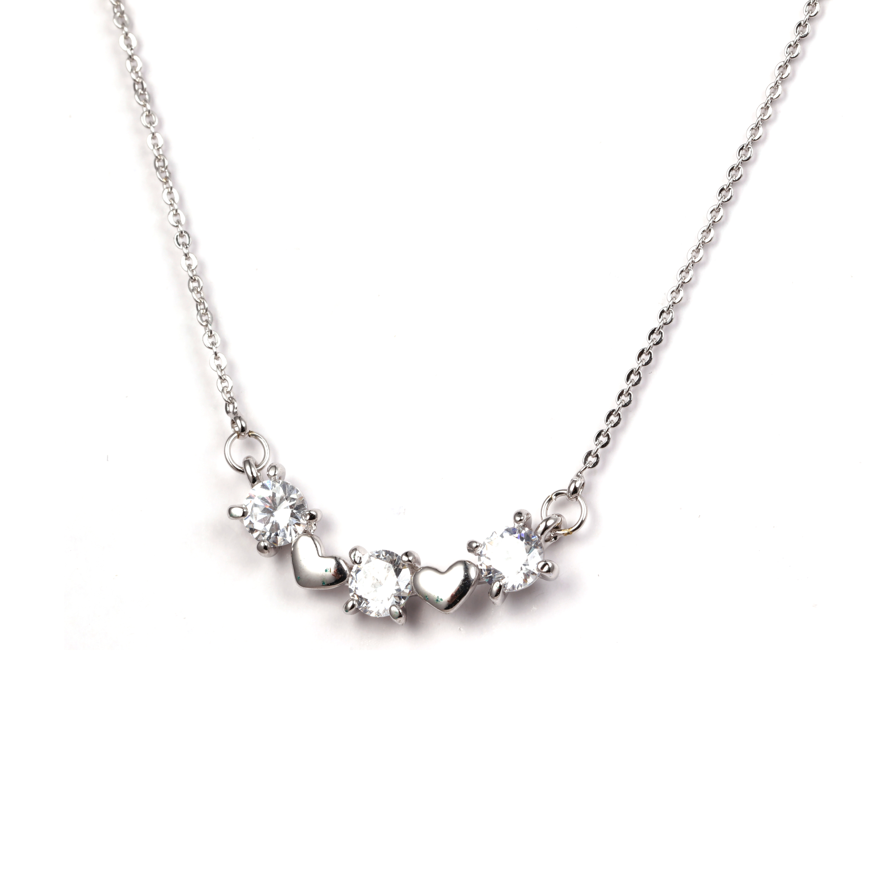 Rhodium Plated Cz Necklace