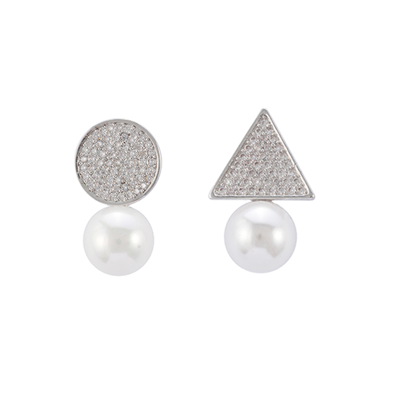Circle Triangle Stud Earrings Faux Pearl Decor Wholesale $1.75-2.15