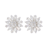 Floral Stud Earrings White Zirconia Decor