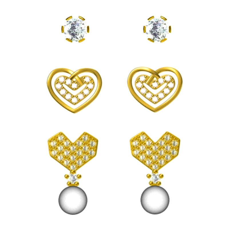 In-stock 3-pair Suits Cz Earrings$2.62~3.1