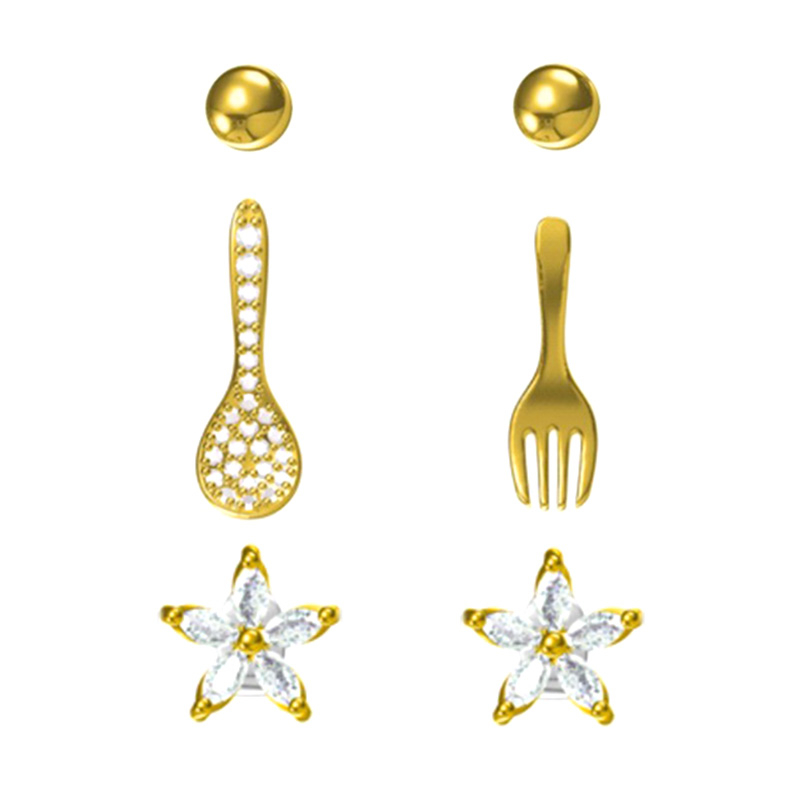 In-stock 3-pair Suits Cz Earrings$2.0~2.5