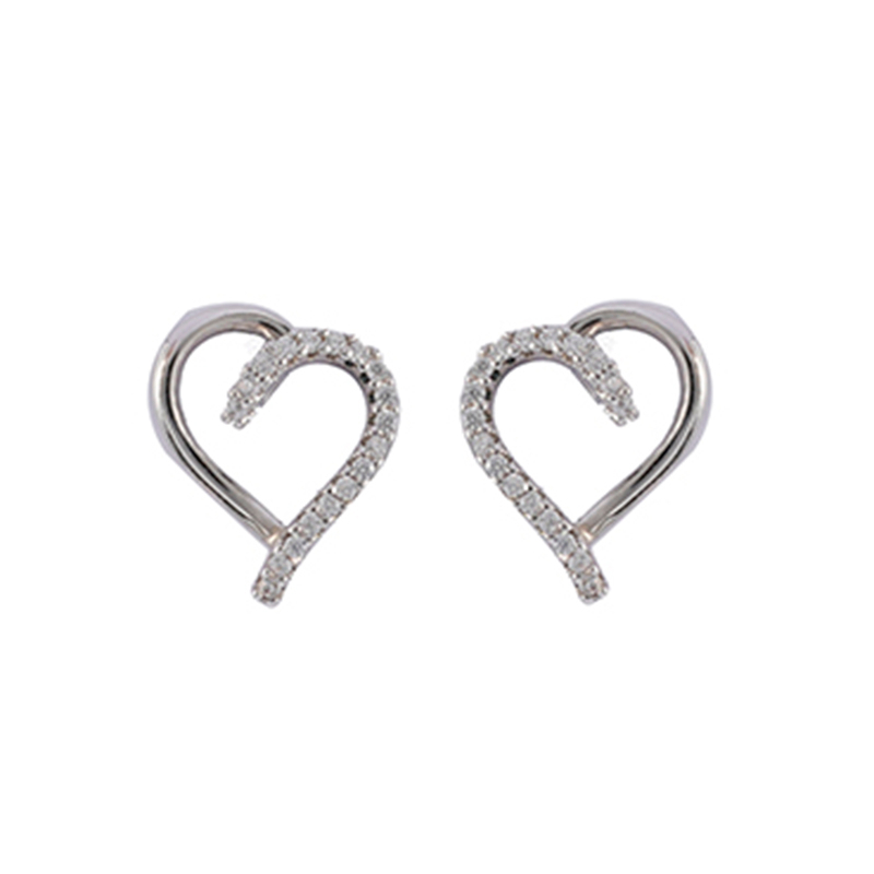 In-stock Simple Cz Heart Shaped Earrings