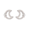 Moon Stud Earrings Cubic Zirconia Decor