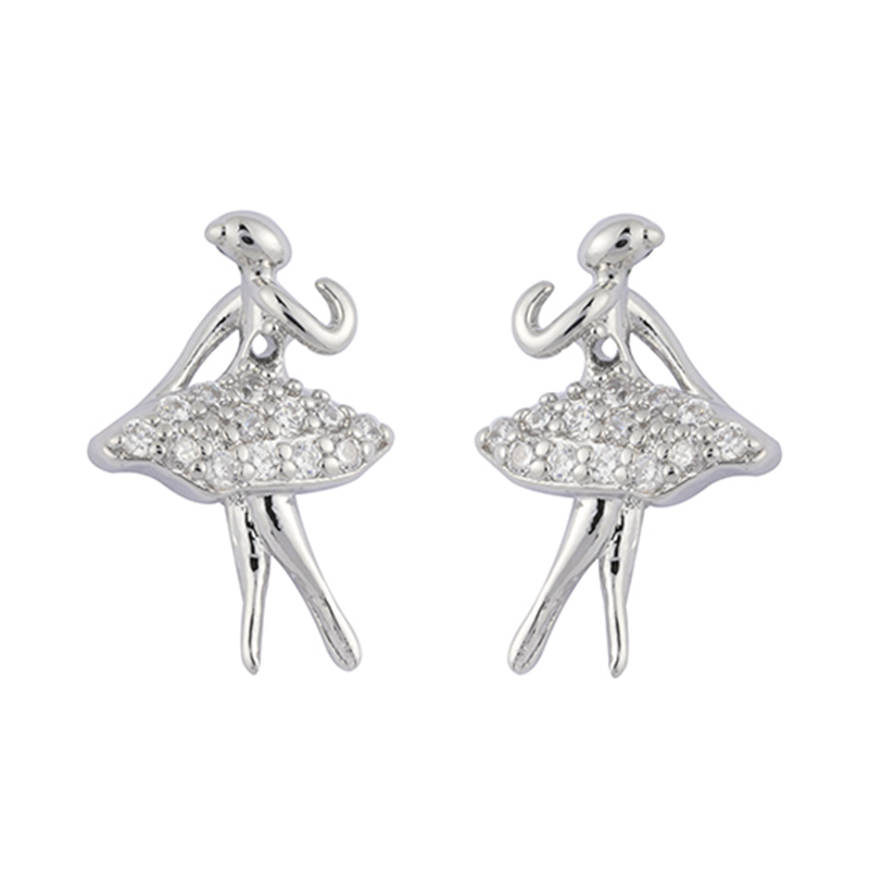Elegant Girl Stud Earrings Cz Decor