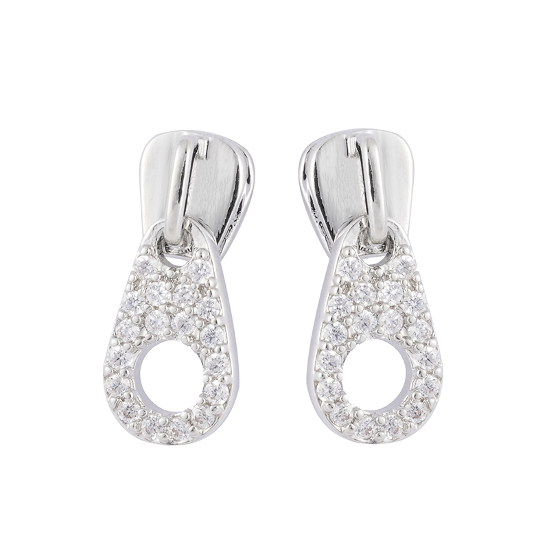 Zipper Head Cz Earrings in Stock
