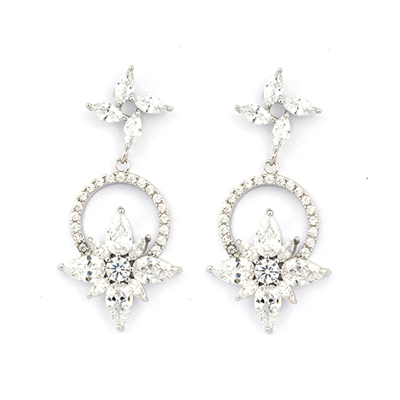 In-stock flower basket cubic zirconia earrings $3.0-$3.4