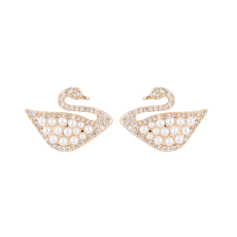 Pearl And Cz Decor Swan Earrings $2.06-2.46