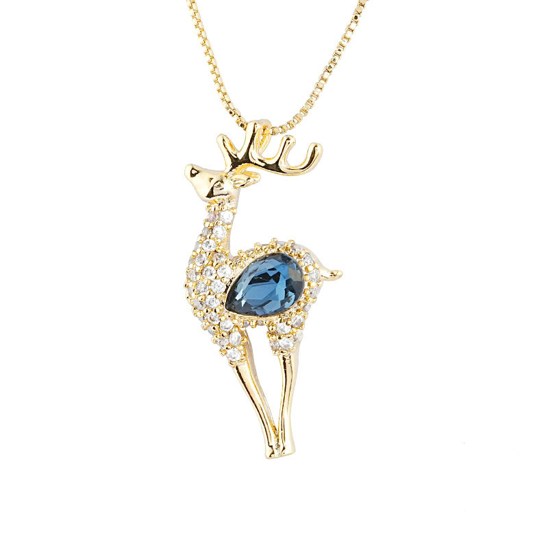 Rhinestone Deer Charm Necklace