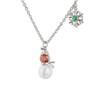 Snowman Charm Necklace Colored Stone Decorated