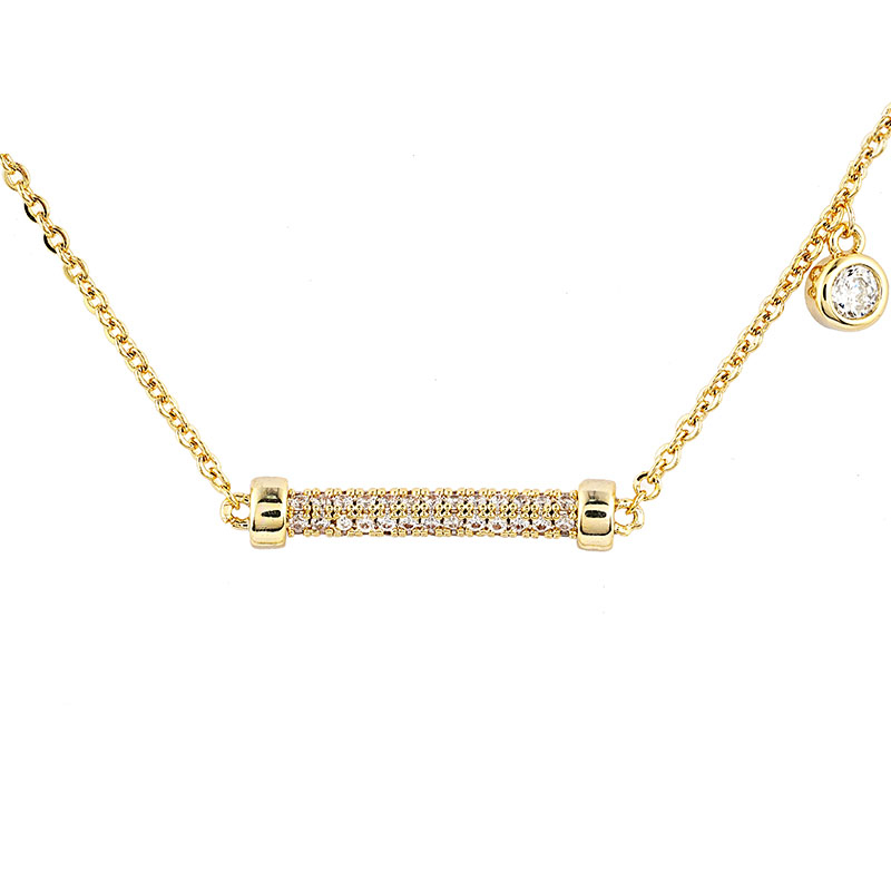 Basic Style Rhodium Plated Necklace with Zirconia