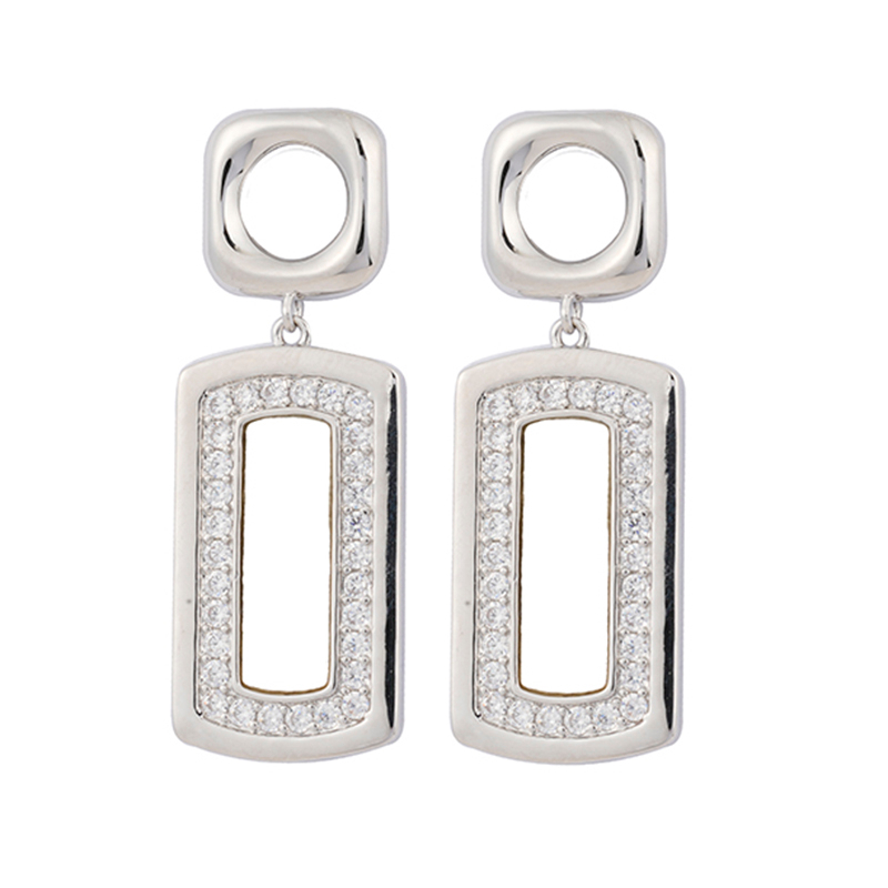In-stock square +rectangle cubic zirconia earrings $2.2-$2.7