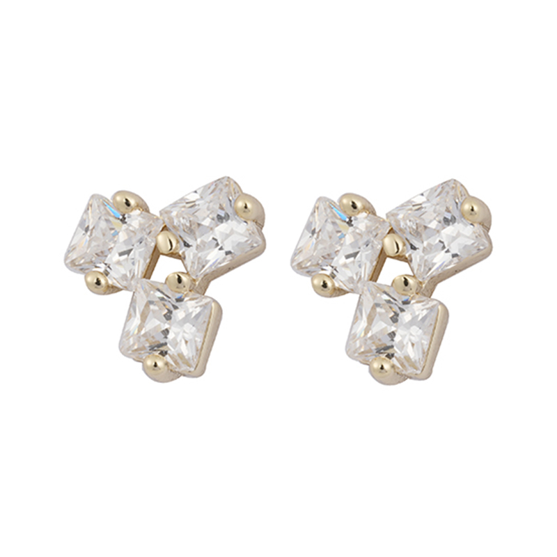 in-stock 3-square cubic zirconia group earring
