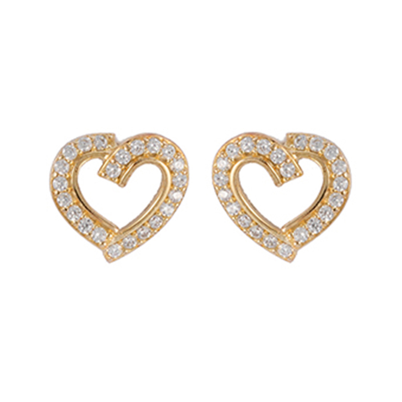 In-stock Zirconia Heart Earring Gold Plated