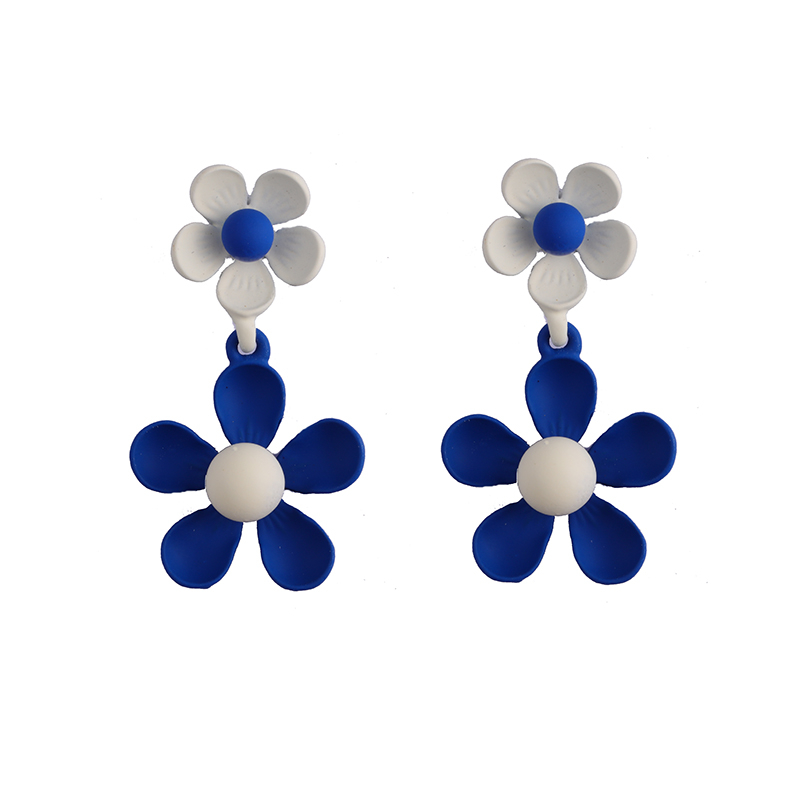 Blue And White Flowers Multi-color Earrings$0.9~1.4