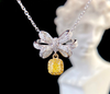 Yellow Drill Bowknot Pendant Necklace NTB056