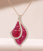 Rose Gold Plated Ruby Pendant Necklace NTB048