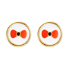 DIY Orange Bowknot Studs in stock E0046