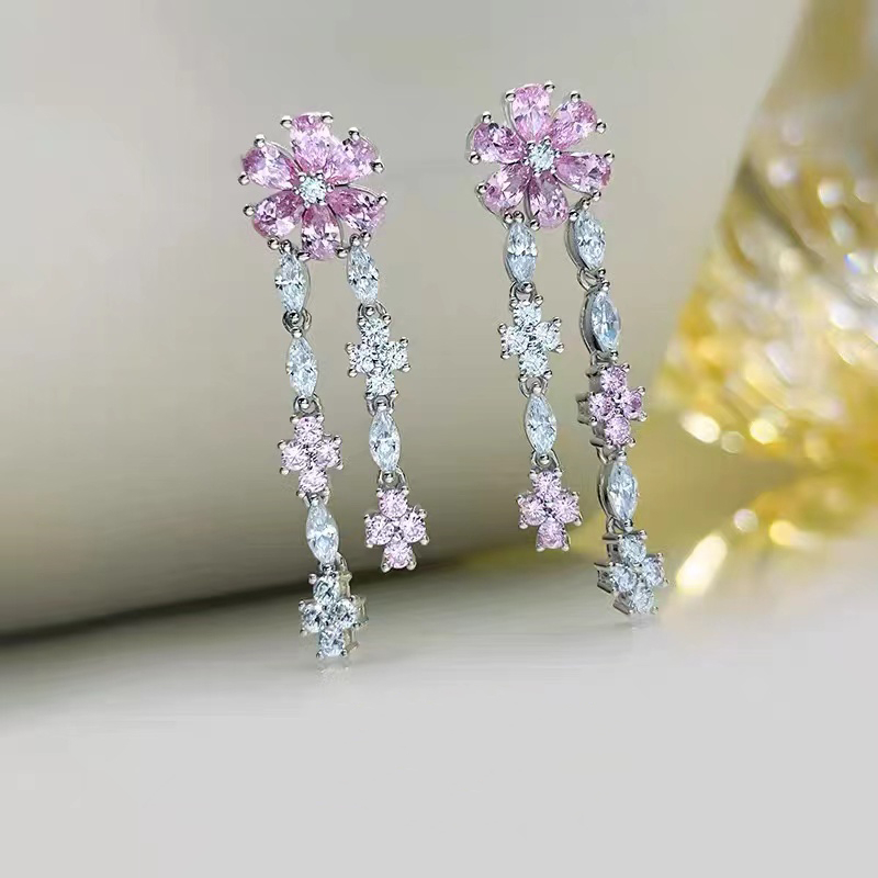 Fashion Flower Tassel Earrings ETB007