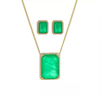 Simulation Emerald Pendant Necklace and Earrings Set STB015