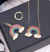 Ruby Pendant Butterfly Inset Drill Long Necklace NTB090