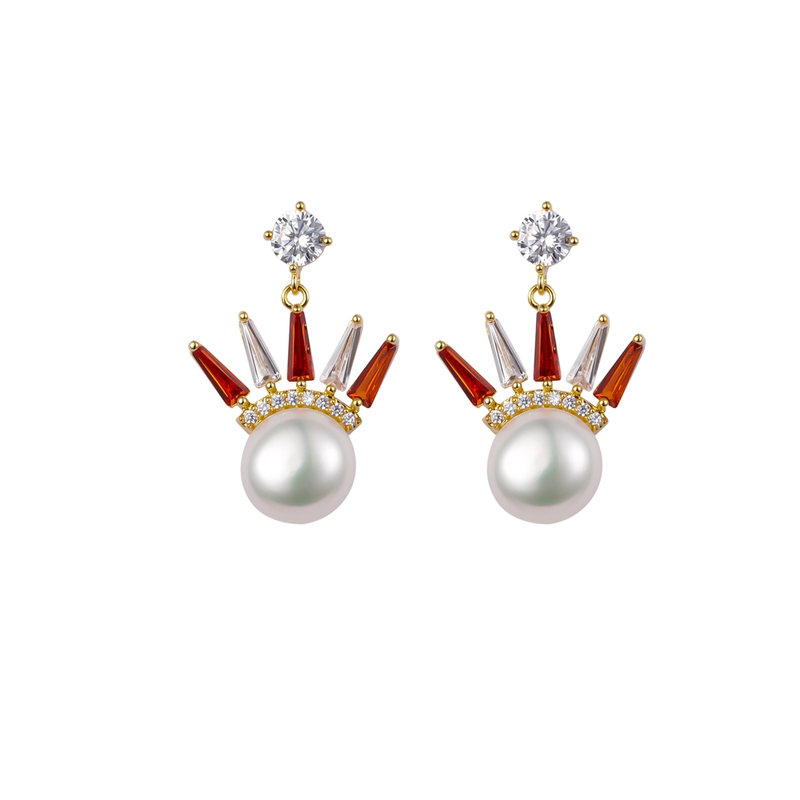 Cz Queen of The Pearl Fashionable Style Earrings