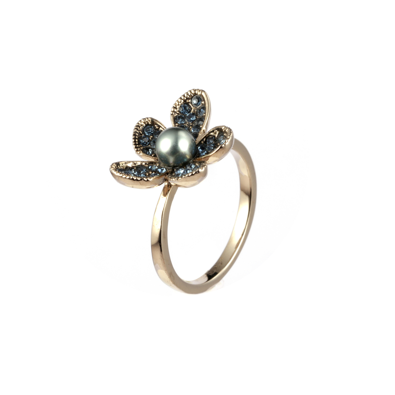Pearl Mixes Cz Flower Ring