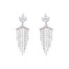Jewelry Manufacturer Supply Rhodium Metal Tassels Cubic Zirconia Earrings 