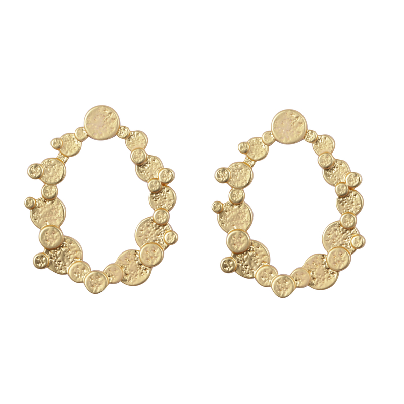 Gold Plated Irregular Hoop Earrings with Matte Metal Effect