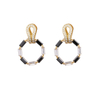 14k Gold Plated Black And White Cubic Zircon Earrings