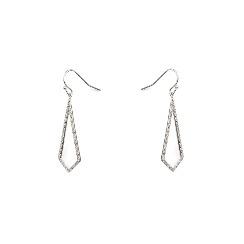 Rhodium Plated Drop Earrings