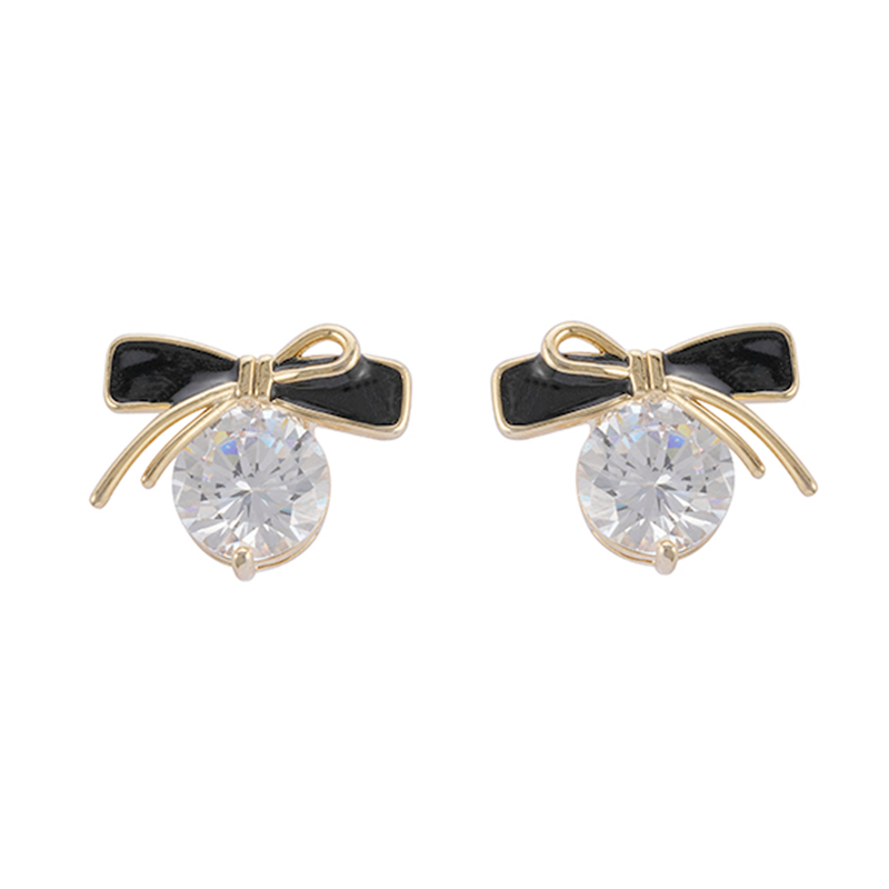 In-stock Bowknot Rhinestone Earrings