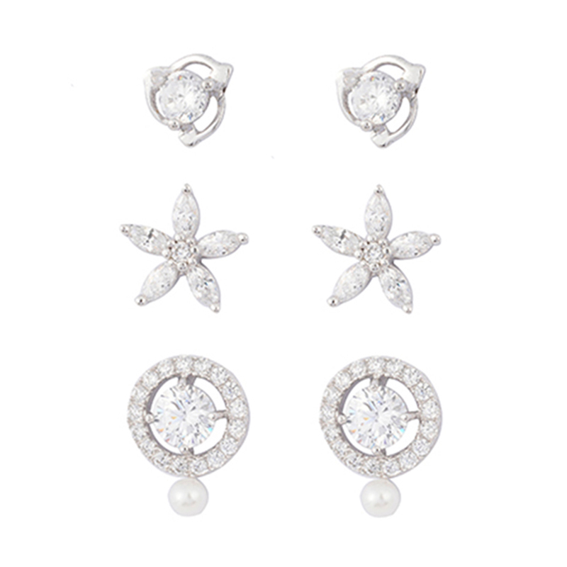 In-stock 3-pair Suits Cz Earrings
