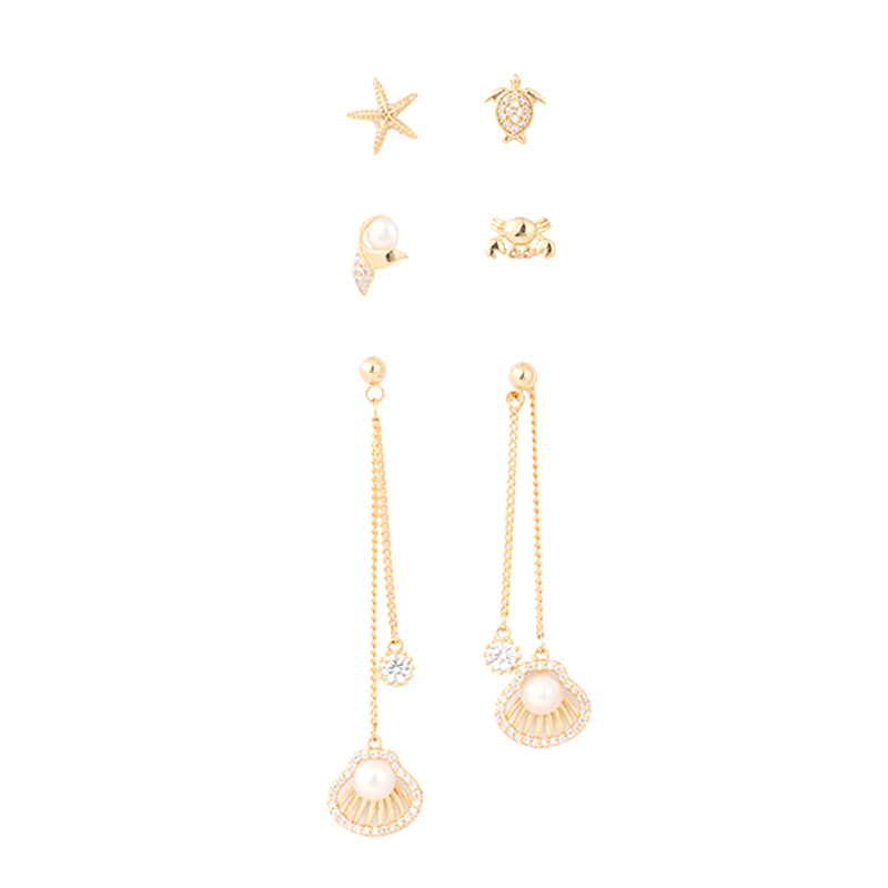 Multi-piece set of Shell Pearl cz earrings$3.75~4.2